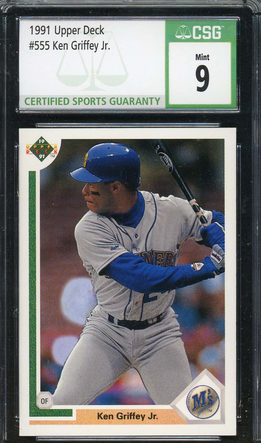 Ken Griffey Jr 1991 Upper Deck Baseball Card #555 Graded CSG 9 Ken Griffey Jr 1991 Upper Deck Baseball Card #555 Graded CSG 9