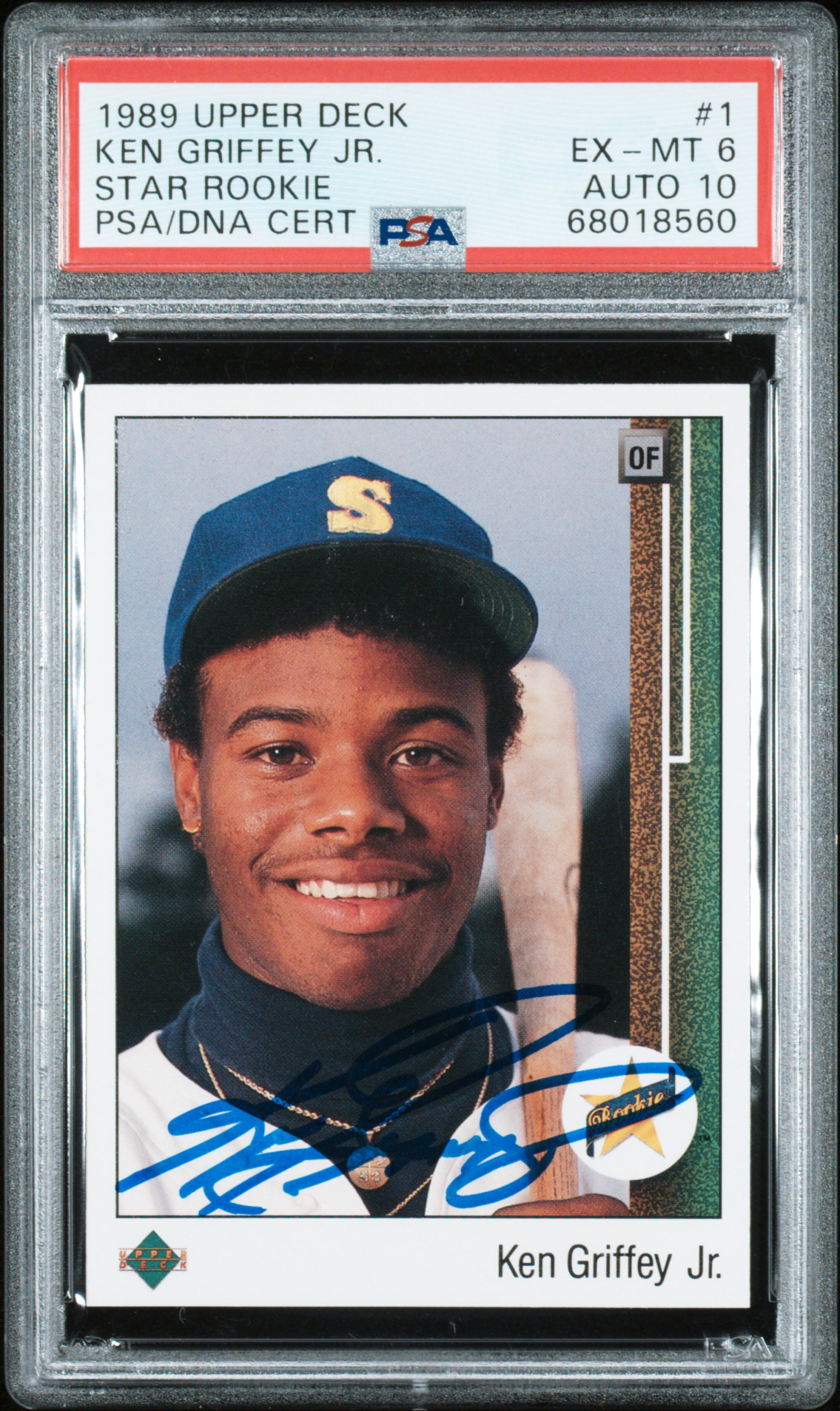 Ken Griffey Jr 1989 Upper Deck Signed Baseball Rookie Card #1 Auto Graded PSA 10