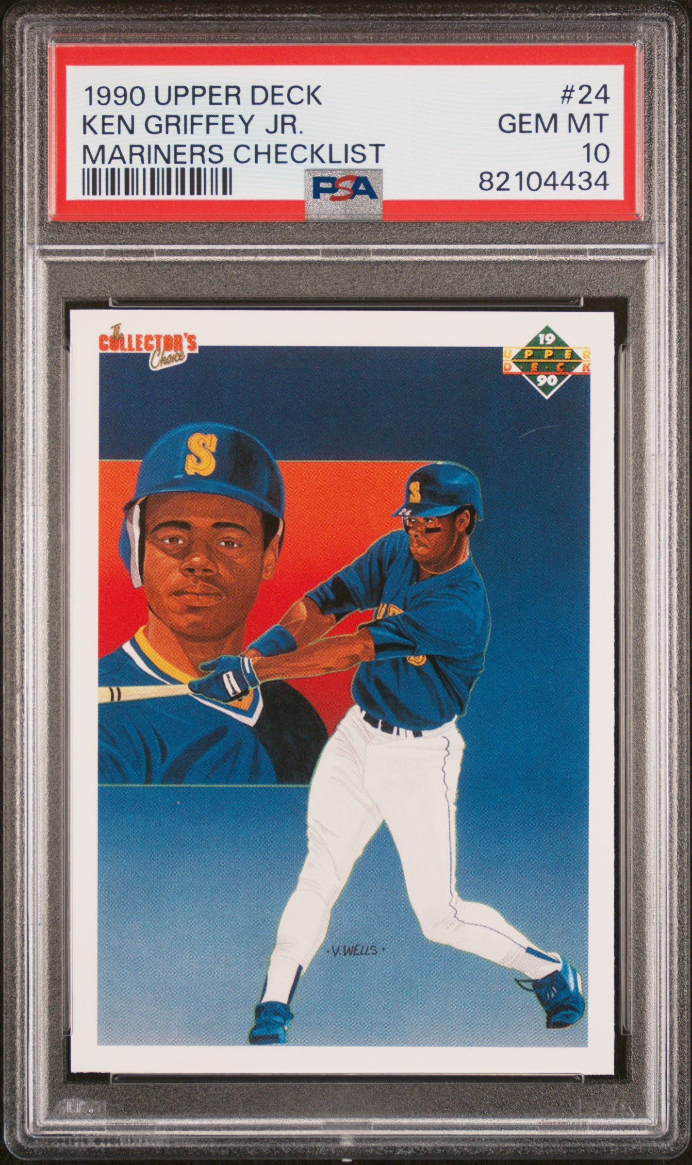 Ken Griffey Jr 1990 Upper Deck Mariners Checklist Card #24 Graded PSA 10