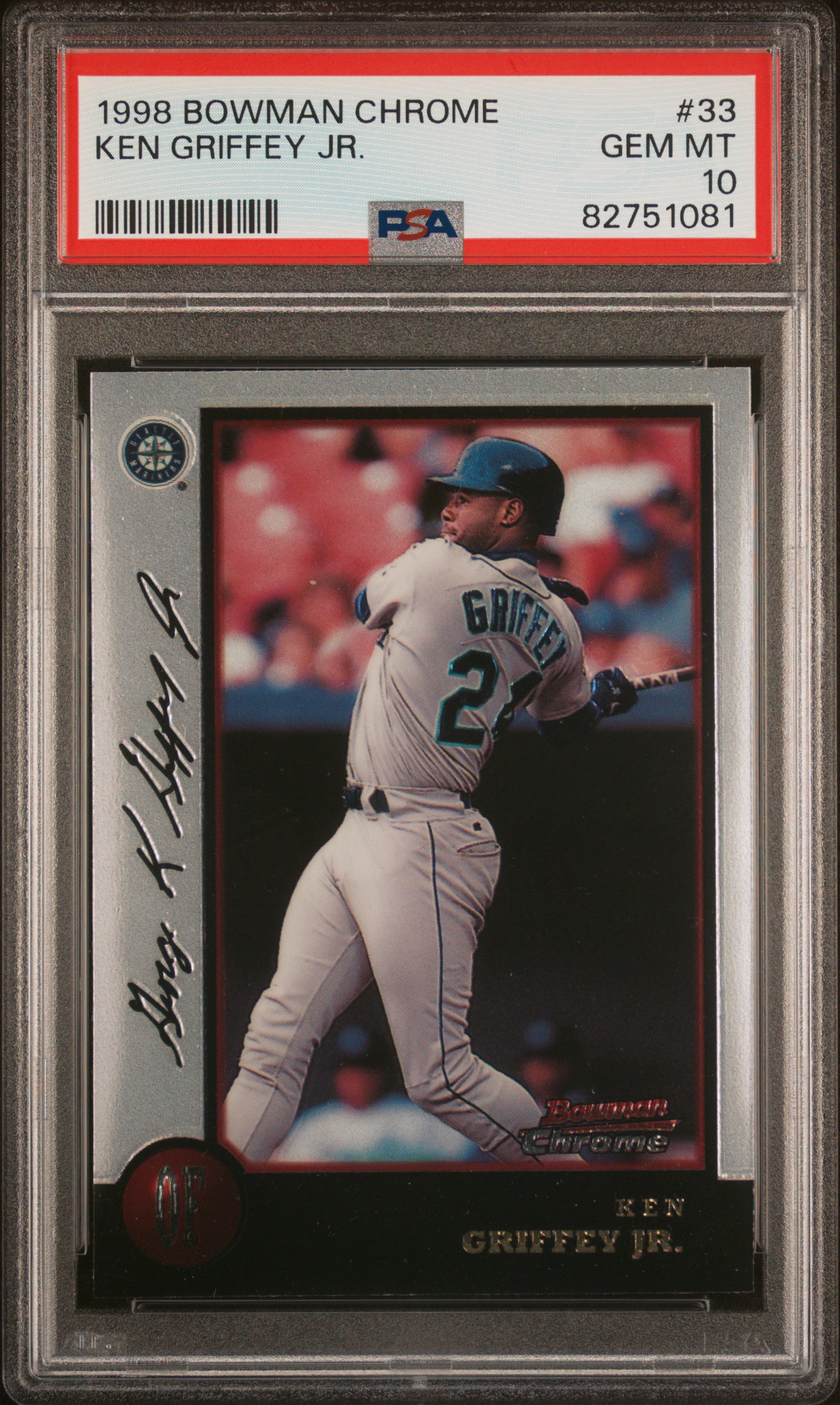 Ken Griffey Jr 1998 Bowman Chrome Baseball Card #33 Graded PSA 10