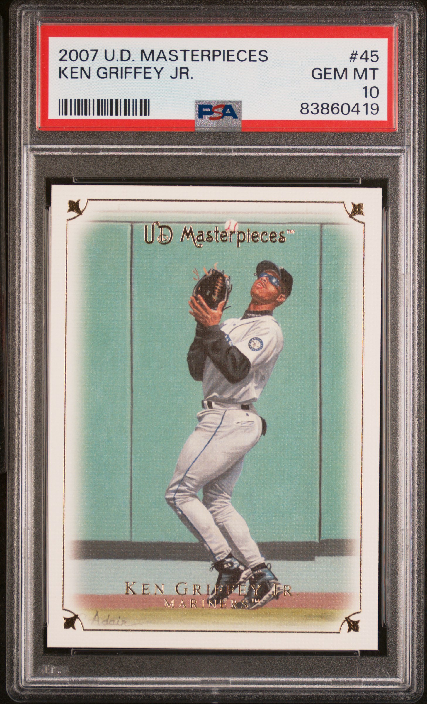 Ken Griffey Jr 2007 Upper Deck Masterpieces Baseball Card #45 Graded PSA 10