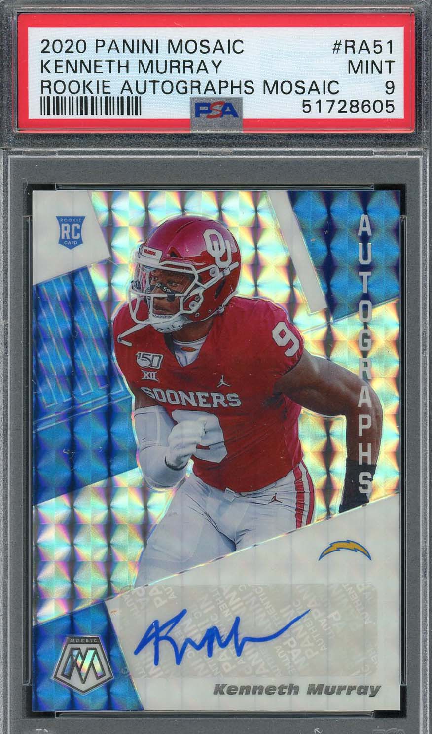 Kenneth Murray 2020 Panini Mosaic Rookie Autographs Football Card RC #RA51 PSA 9