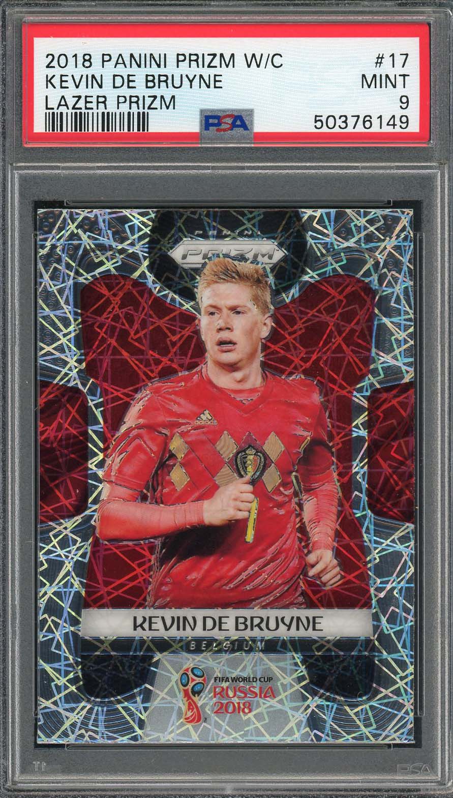 Kevin De Bruyne 2018 Panini Prizm World Cup Lazer Soccer Card #17 Graded PSA 9 Kevin De Bruyne 2018 Panini Prizm World Cup Lazer Soccer Card #17 Graded PSA 9