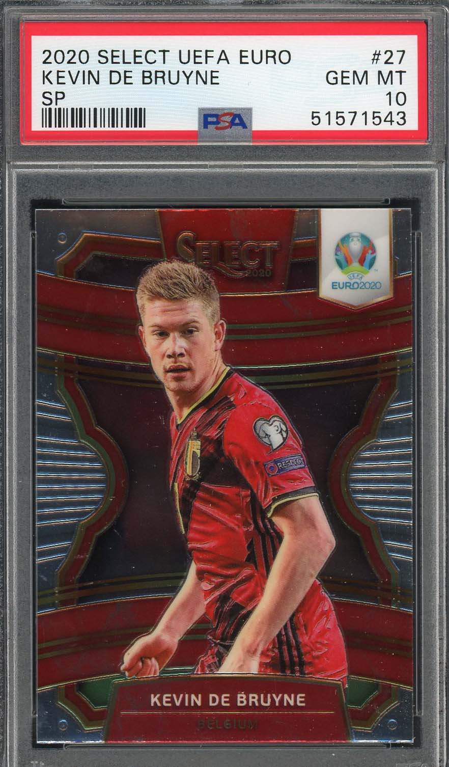 Kevin De Bruyne 2020 Select UEFA Euro Soccer Card #27 PSA 10 Kevin De Bruyne 2020 Select UEFA Euro Soccer Card #27 PSA 10