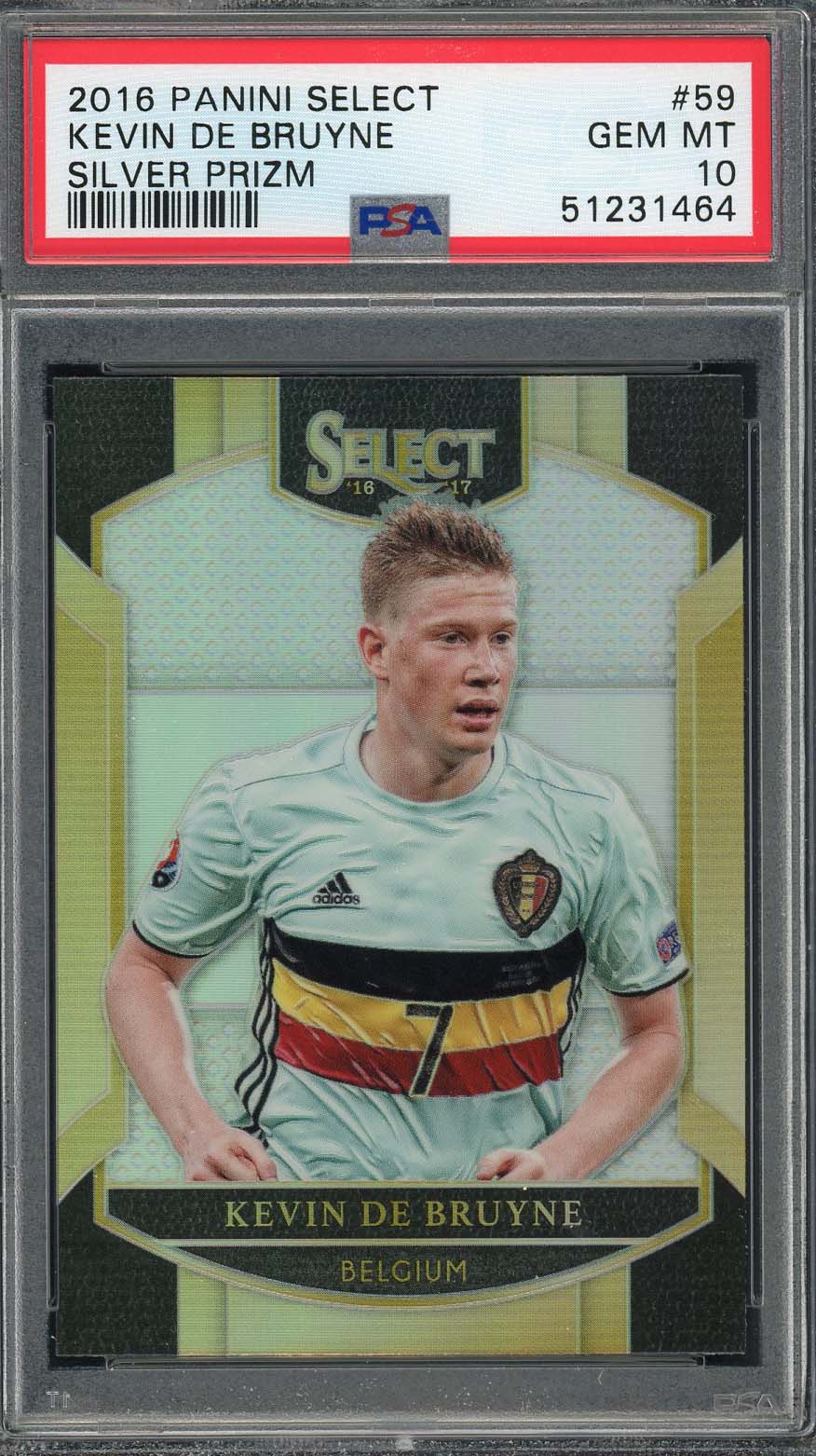 Kevin De Bruyne 2016 Panini Select Silver Prizm Card #59 PSA 10