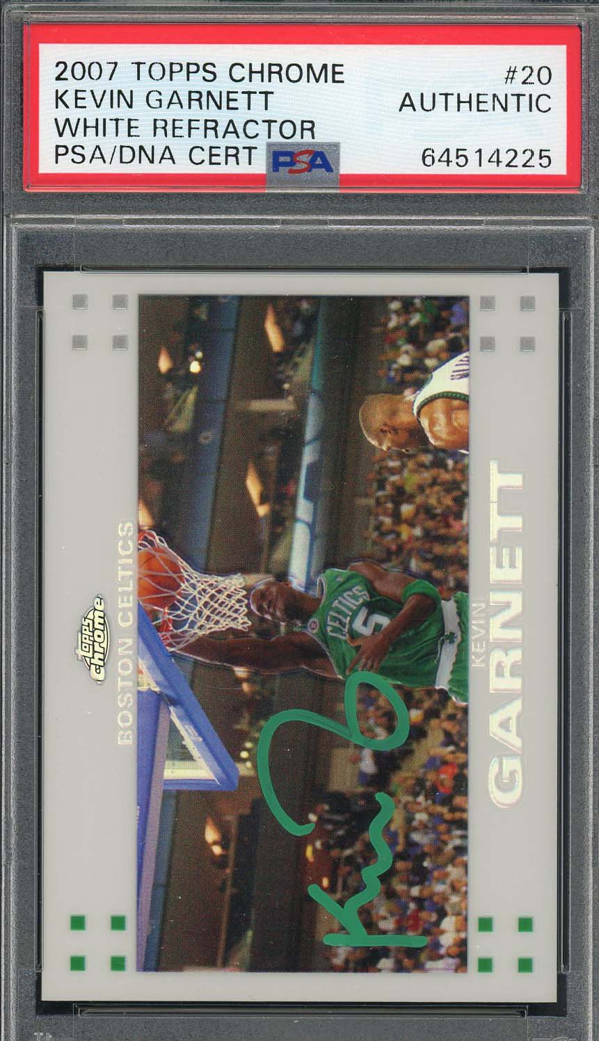 Kevin Garnett Autographed 2007 Topps Chrome White Refractor Card PSA Auto 44/99 Kevin Garnett Autographed 2007 Topps Chrome White Refractor Card PSA Auto 44/99