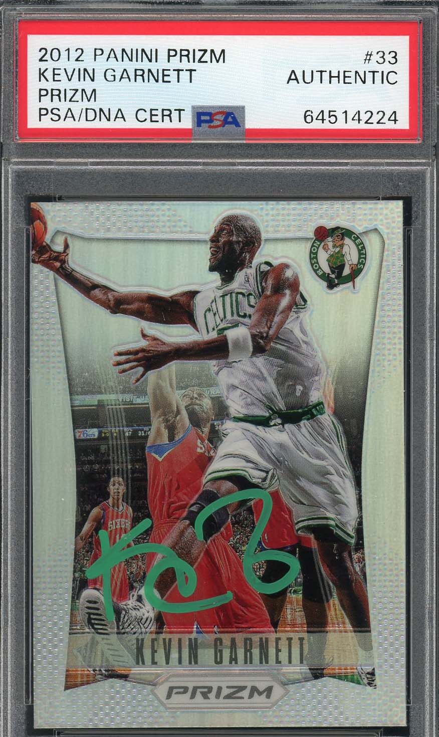Kevin Garnett Autographed 2012 Panini Silver Prizm Signed Card #33 PSA Auto Kevin Garnett Autographed 2012 Panini Silver Prizm Signed Card #33 PSA Auto