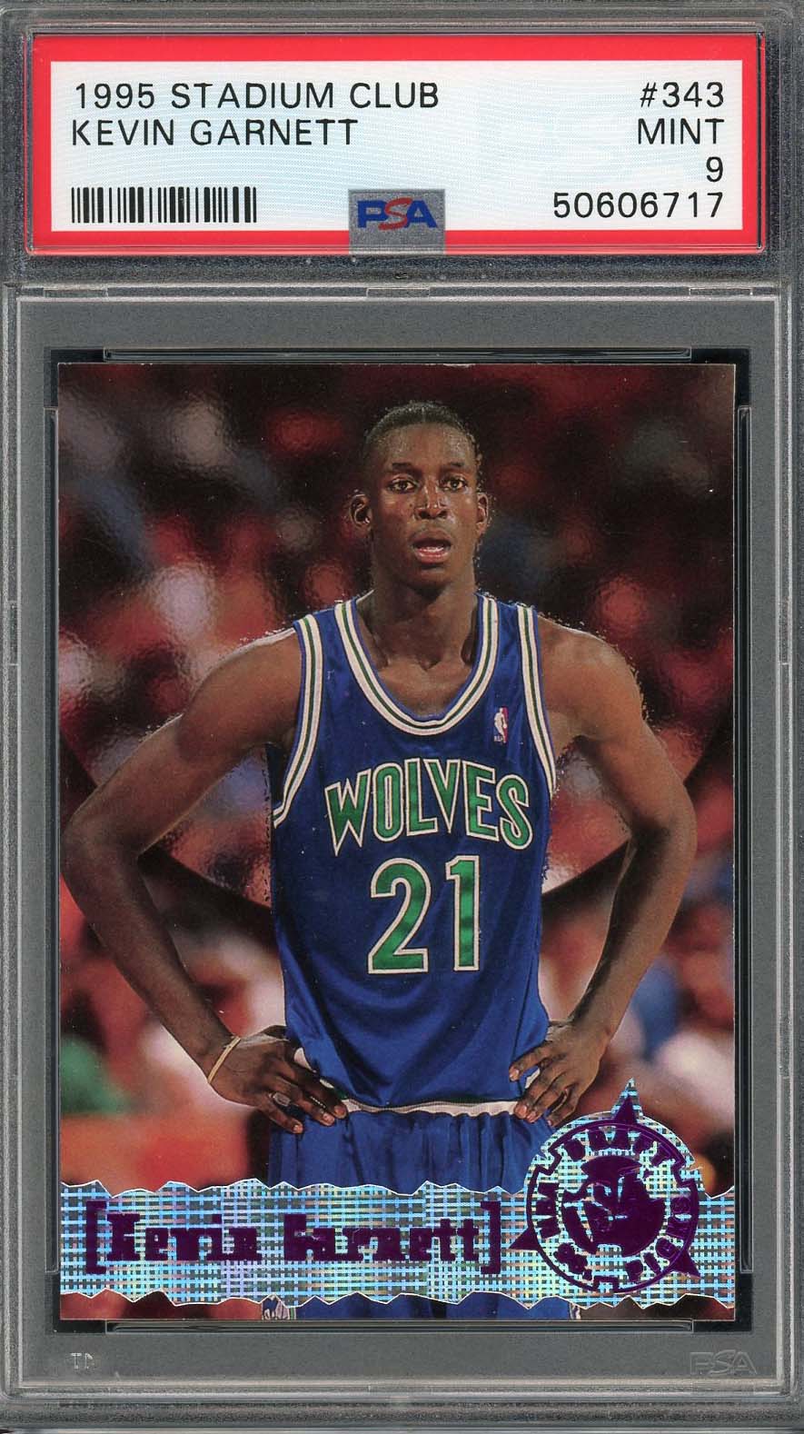Kevin Garnett 1995 Stadium Club Basketball Rookie Card #343 Graded PSA 9 Kevin Garnett 1995 Stadium Club Basketball Rookie Card #343 Graded PSA 9