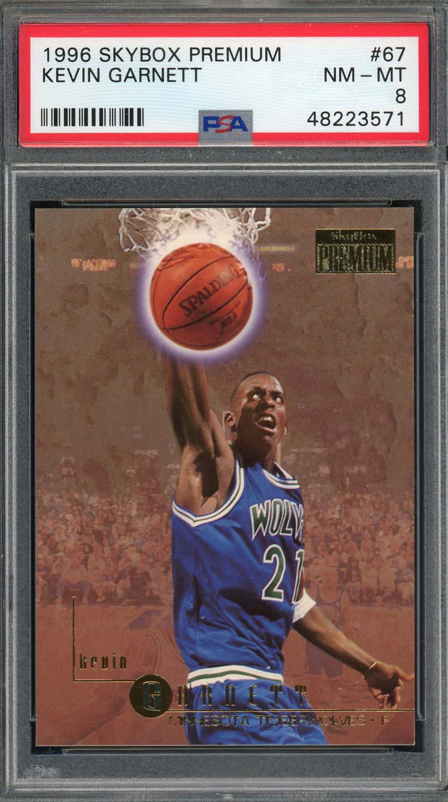 Kevin Garnett 1996 Skybox Premium Basketball Card #67 Graded PSA 8 Kevin Garnett 1996 Skybox Premium Basketball Card #67 Graded PSA 8