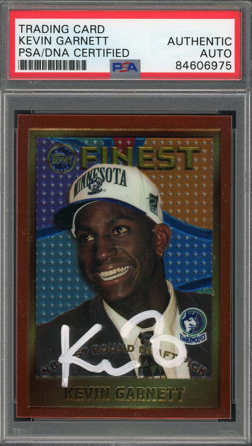Kevin Garnett Autographed 1995 Topps Finest Signed Rookie Card #115 PSA Auto A Kevin Garnett Autographed 1995 Topps Finest Signed Rookie Card #115 PSA Auto A