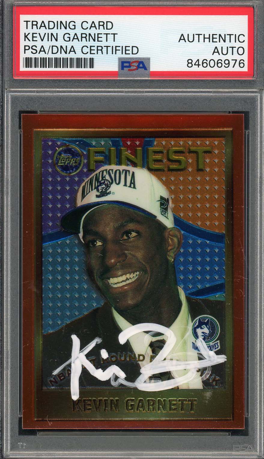 Kevin Garnett Autographed 1995 Topps Finest Signed Rookie Card #115 PSA Auto B Kevin Garnett Autographed 1995 Topps Finest Signed Rookie Card #115 PSA Auto B