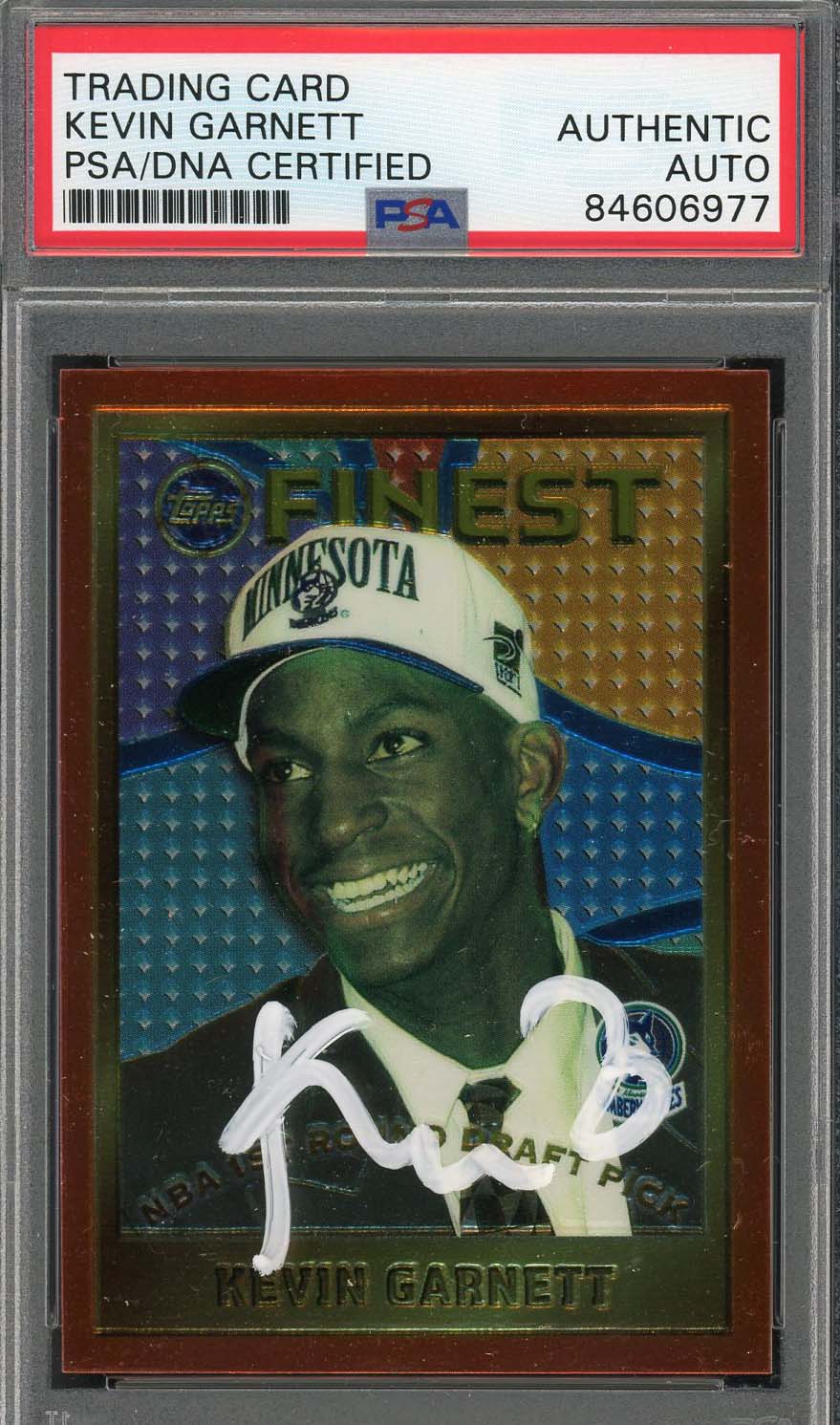 Kevin Garnett Autographed 1995 Topps Finest Signed Rookie Card #115 PSA Auto C Kevin Garnett Autographed 1995 Topps Finest Signed Rookie Card #115 PSA Auto C