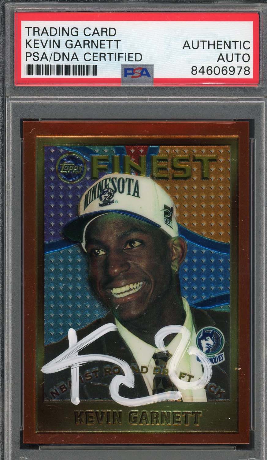 Kevin Garnett Autographed 1995 Topps Finest Signed Rookie Card #115 PSA Auto D Kevin Garnett Autographed 1995 Topps Finest Signed Rookie Card #115 PSA Auto D