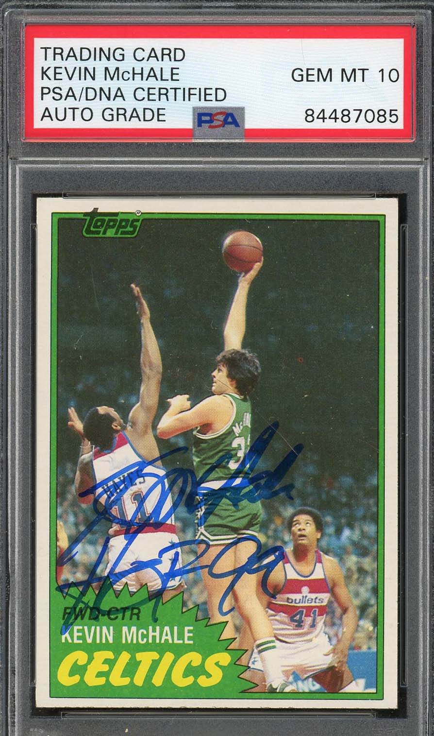 Kevin McHale 1981 Topps Autographed Basketball Rookie Card #75 Graded PSA 10