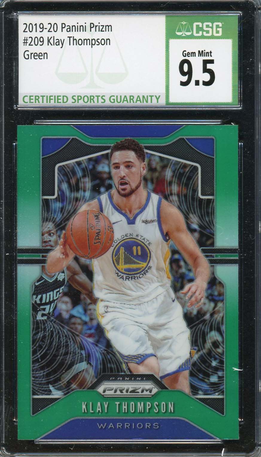 Klay Thompson 2019 Panini Prizm Green Basketball Card #209 Graded CSG 9.5