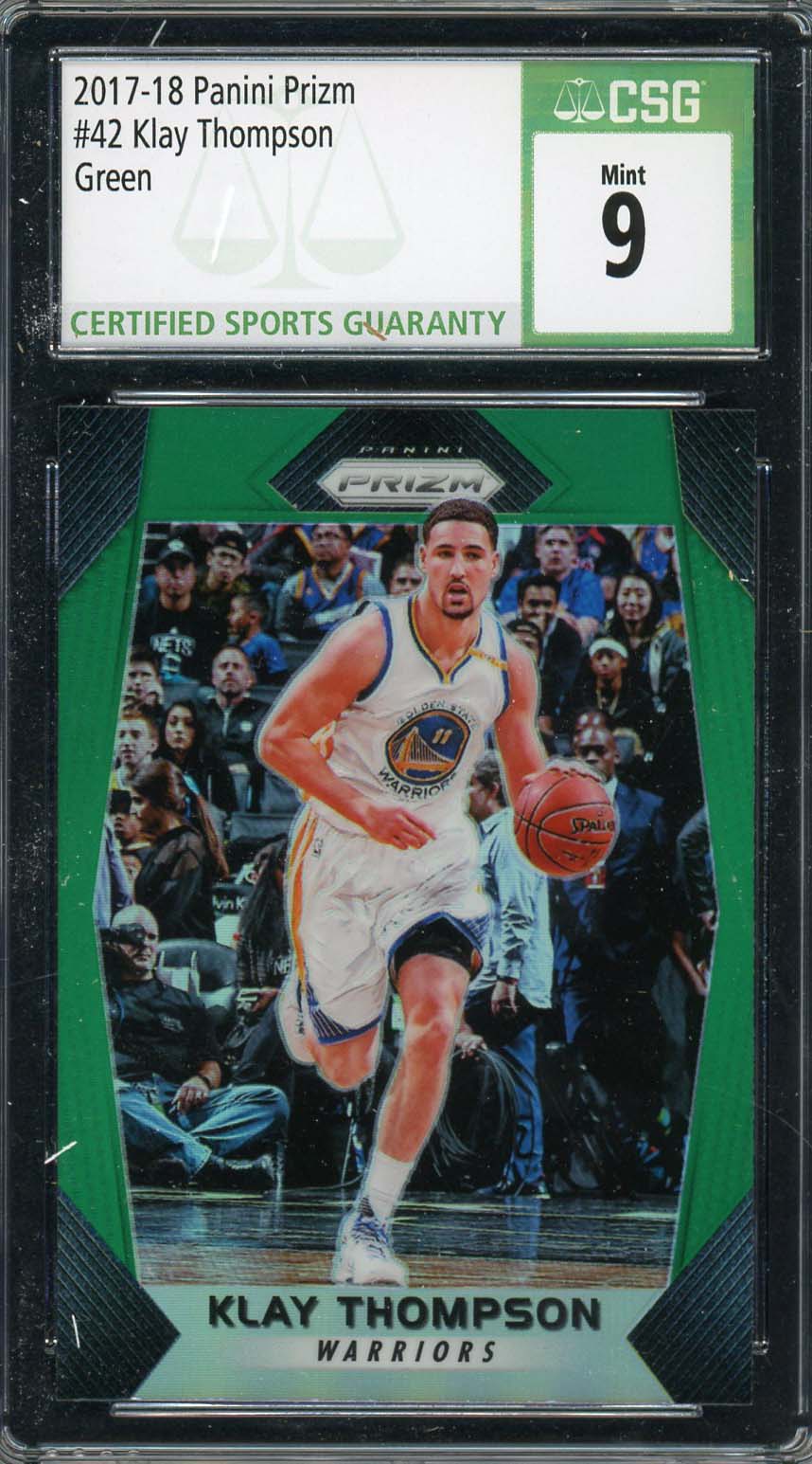 Klay Thompson 2017 Panini Prizm Green Basketball Card #42 Graded CSG 9