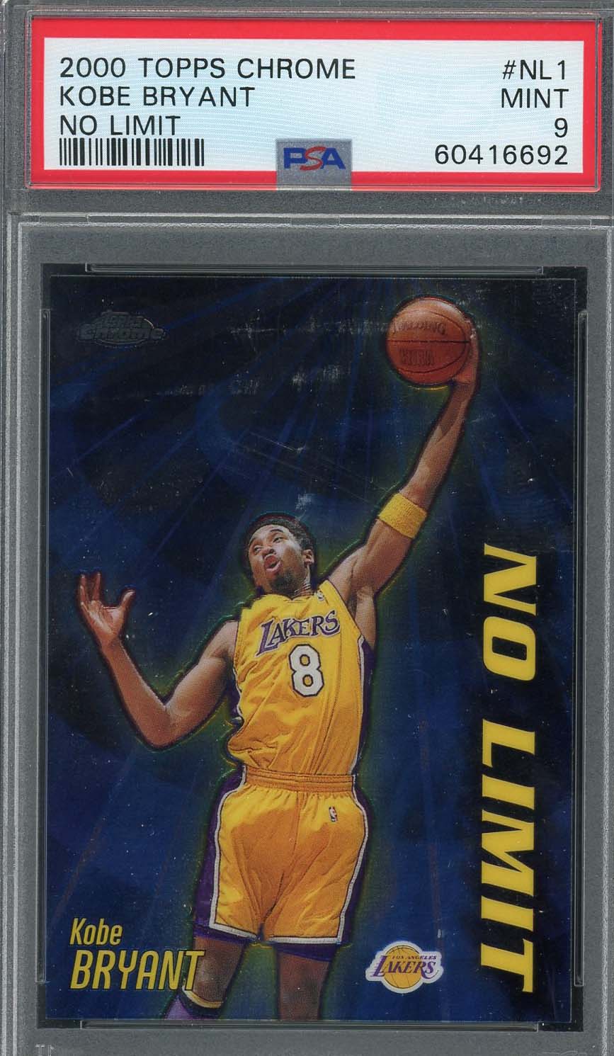 Kobe Bryant 2000 Topps Chrome No Limit Basketball Card #NL1 Graded PSA 9
