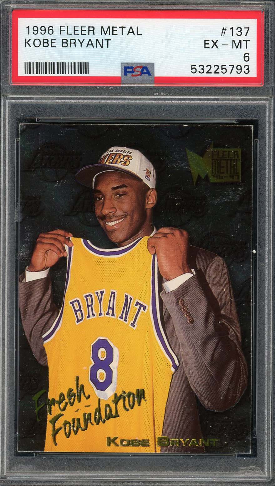 Kobe Bryant 1996 Fleer Metal Basketball Rookie Card RC #137 Graded PSA 6