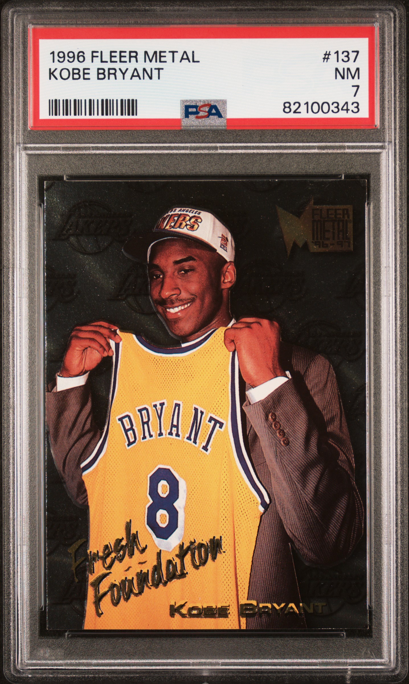 Kobe Bryant 1996 Fleer Metal Basketball Rookie Card #137 Graded PSA 7