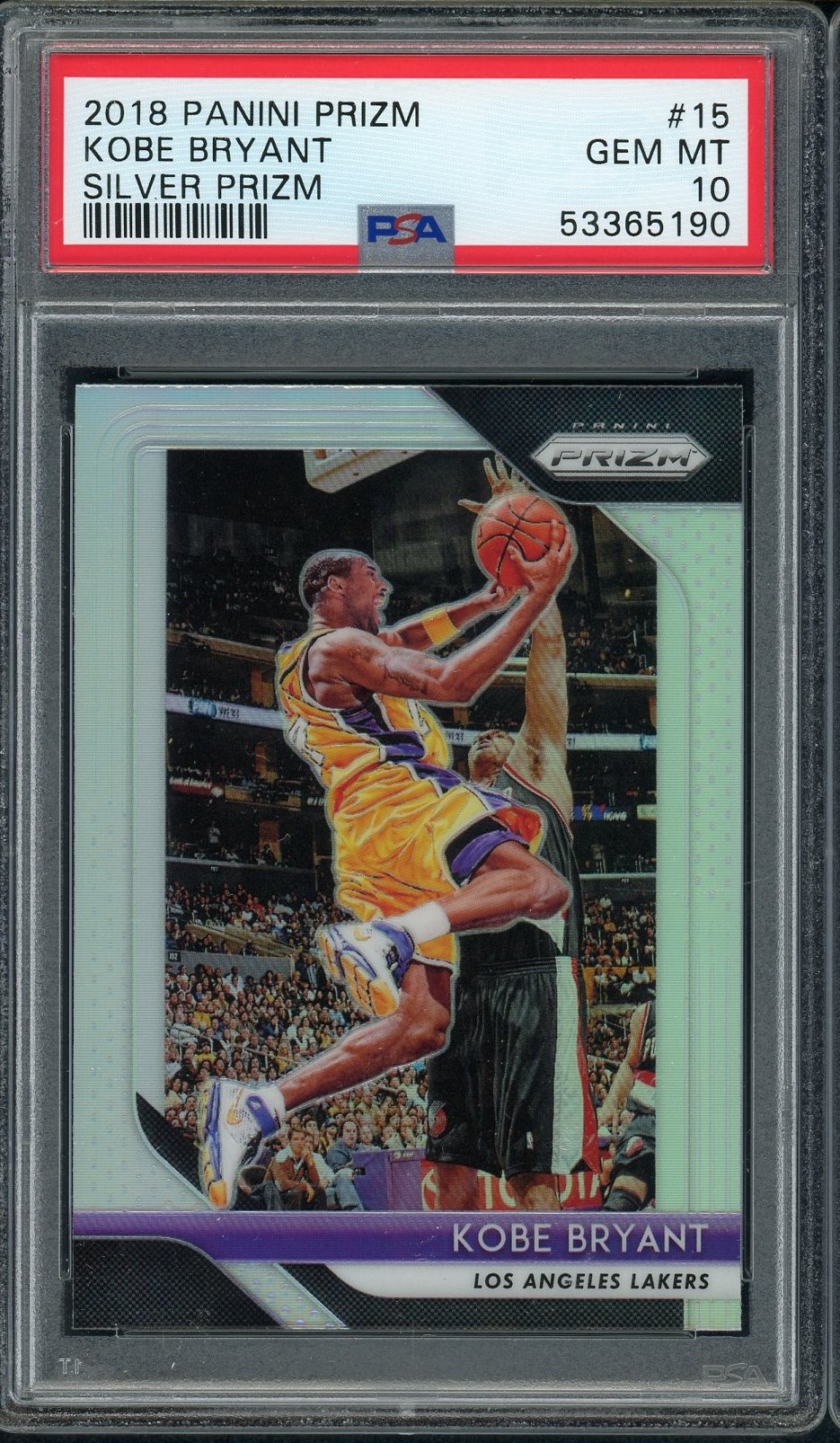 Kobe Bryant 2018 Panini Silver Prizm Basketball Card #15 Graded PSA 10
