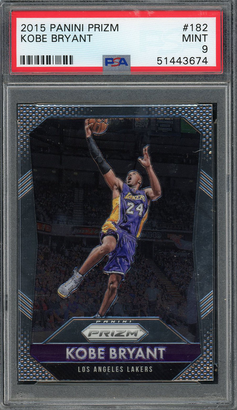 Kobe Bryant 2015 Panini Prizm Basketball Card #182 Graded PSA 9 MINT