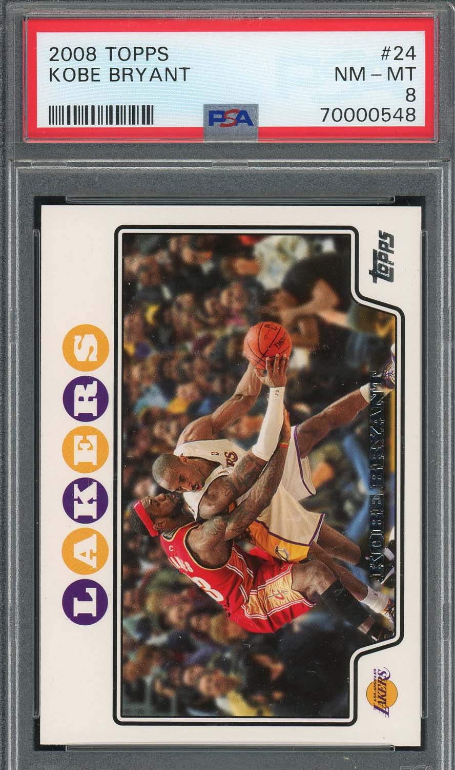 Kobe Bryant 2008 Topps Basketball Card #24 With LeBron James Graded PSA 8