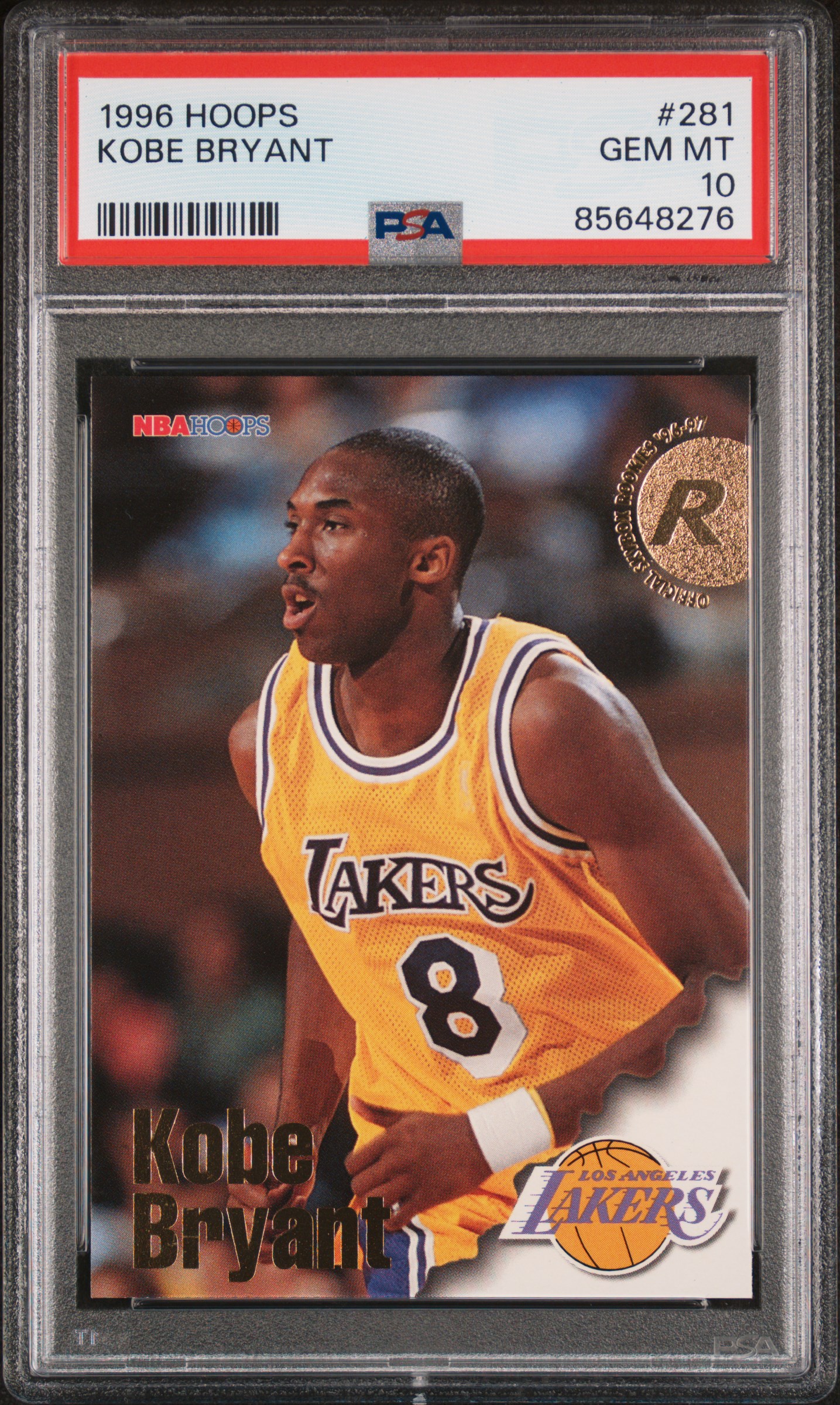 Kobe Bryant 1996 Hoops Basketball Rookie Card #281 Graded PSA 10