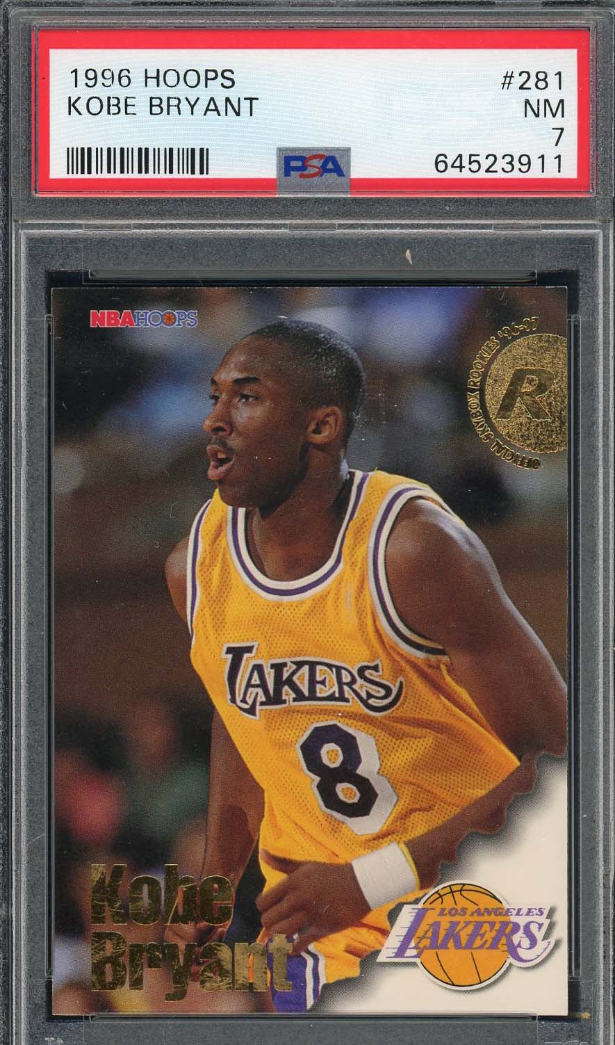Kobe Bryant 1996 Hoops Basketball Rookie Card RC #281 Graded PSA 7