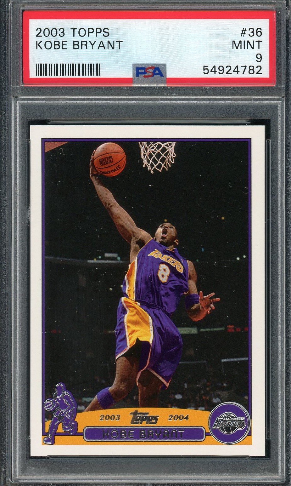 Kobe Bryant 2003 Topps Basketball Card #36 Graded PSA 9