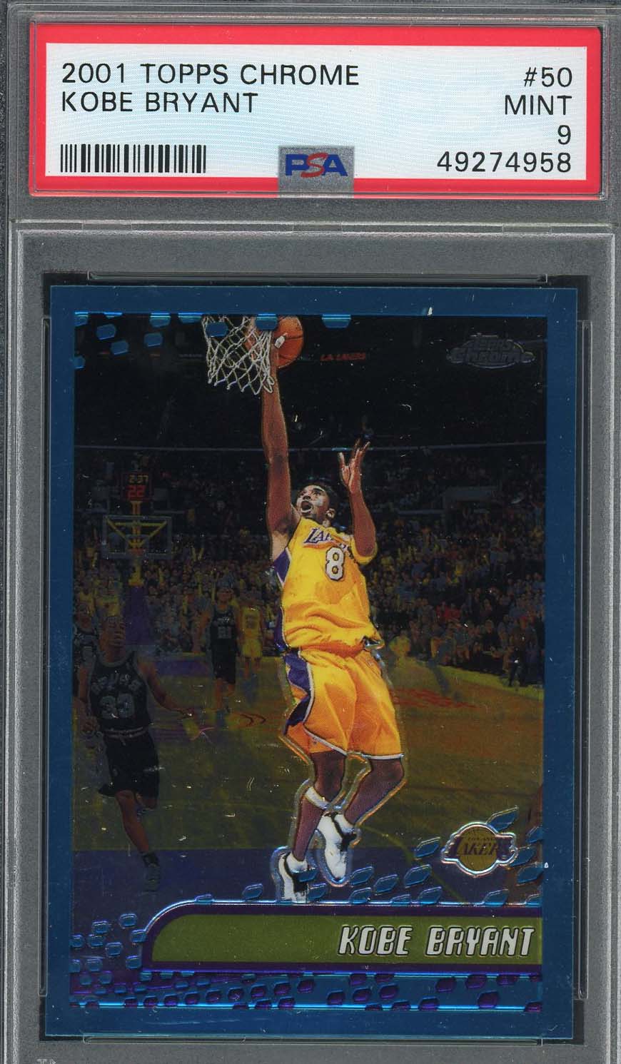 Kobe Bryant 2001 Topps Chrome Basketball Card #50 Graded PSA 9 Kobe Bryant 2001 Topps Chrome Basketball Card #50 Graded PSA 9
