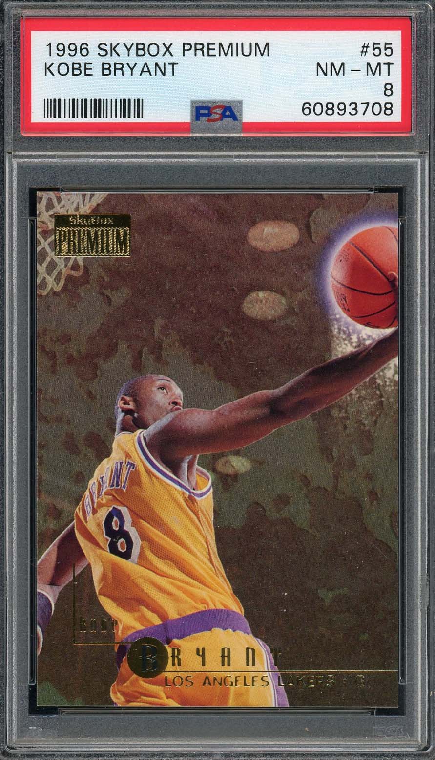 Kobe Bryant 1996 Skybox Premium Basketball Rookie Card #55 Graded PSA 8