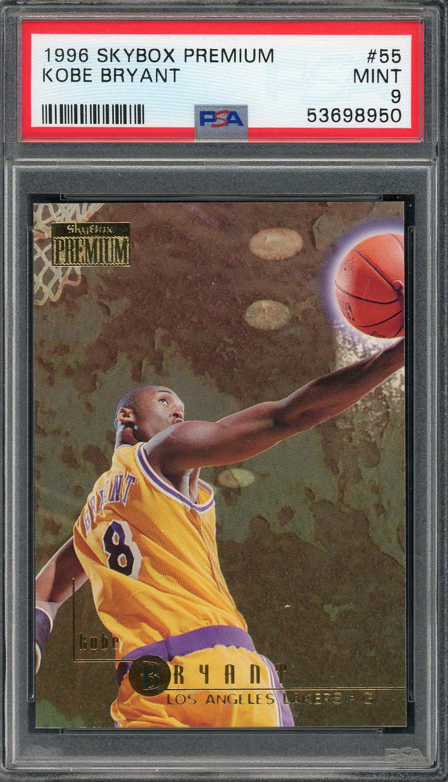 Kobe Bryant 1996 Skybox Premium Basketball Rookie Card #55 Graded PSA 9
