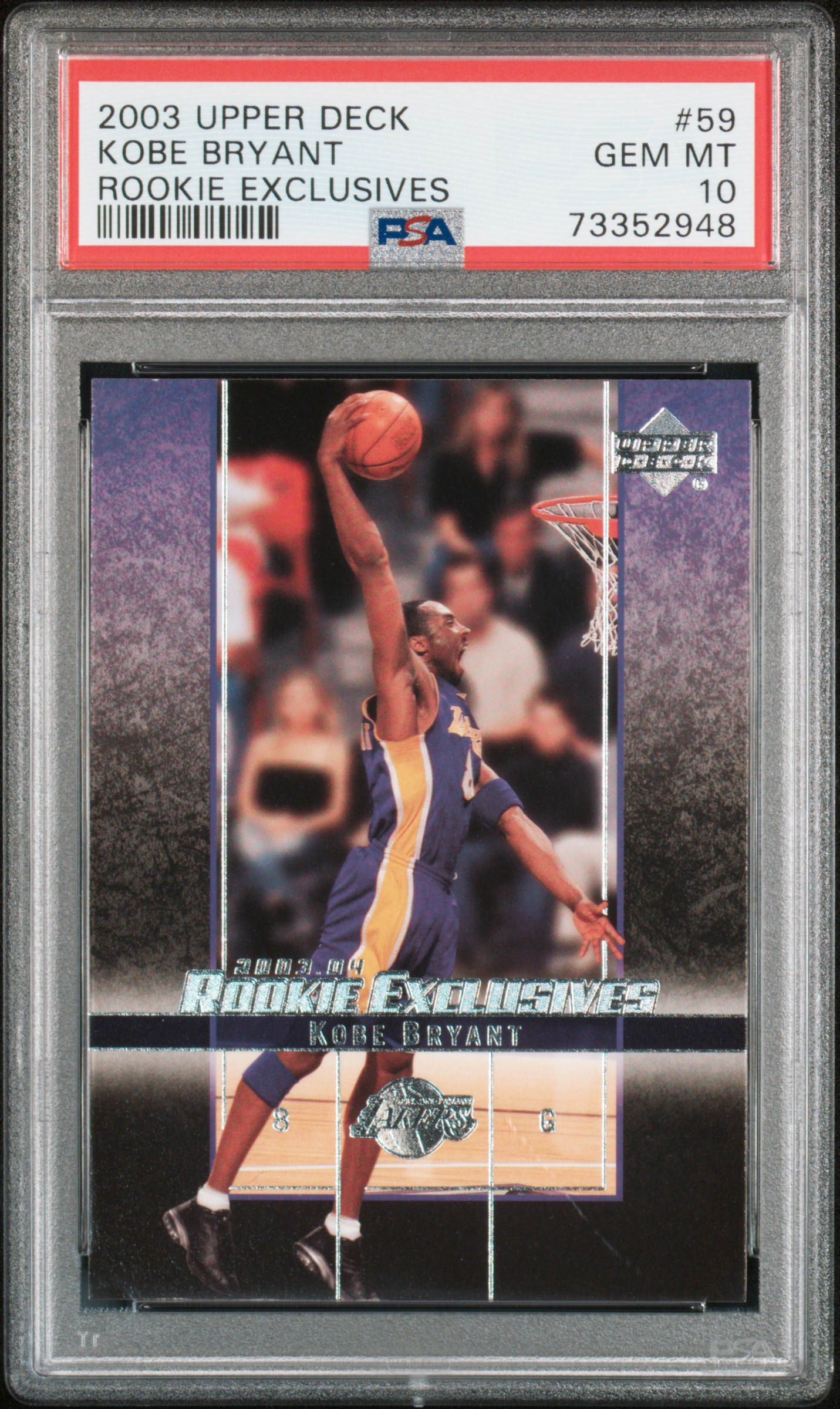 Kobe Bryant 2003 Upper Deck Rookie Exclusives Basketball Card #59 Graded PSA 10