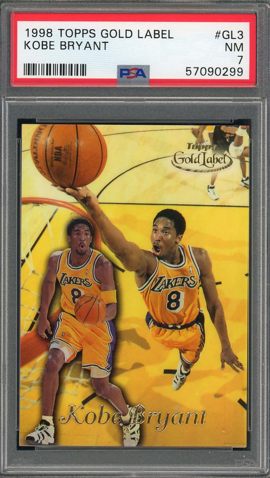 Kobe Bryant 1998 Topps Gold Label Basketball Card #GL3 Graded PSA 7