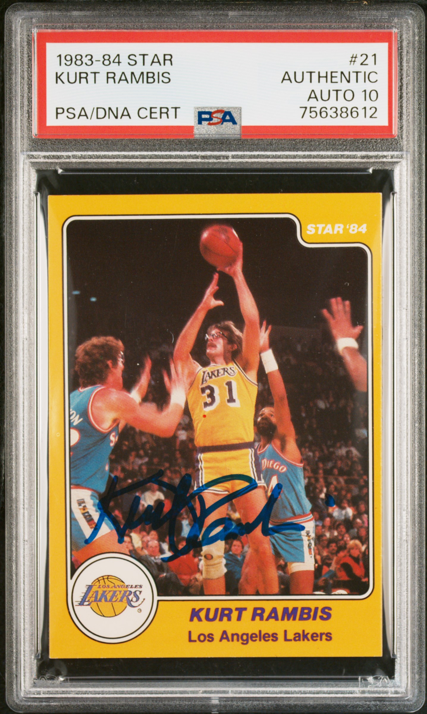 Kurt Rambis 1983-84 Star Signed Rookie Card #21 Auto Graded PSA 10 75638612