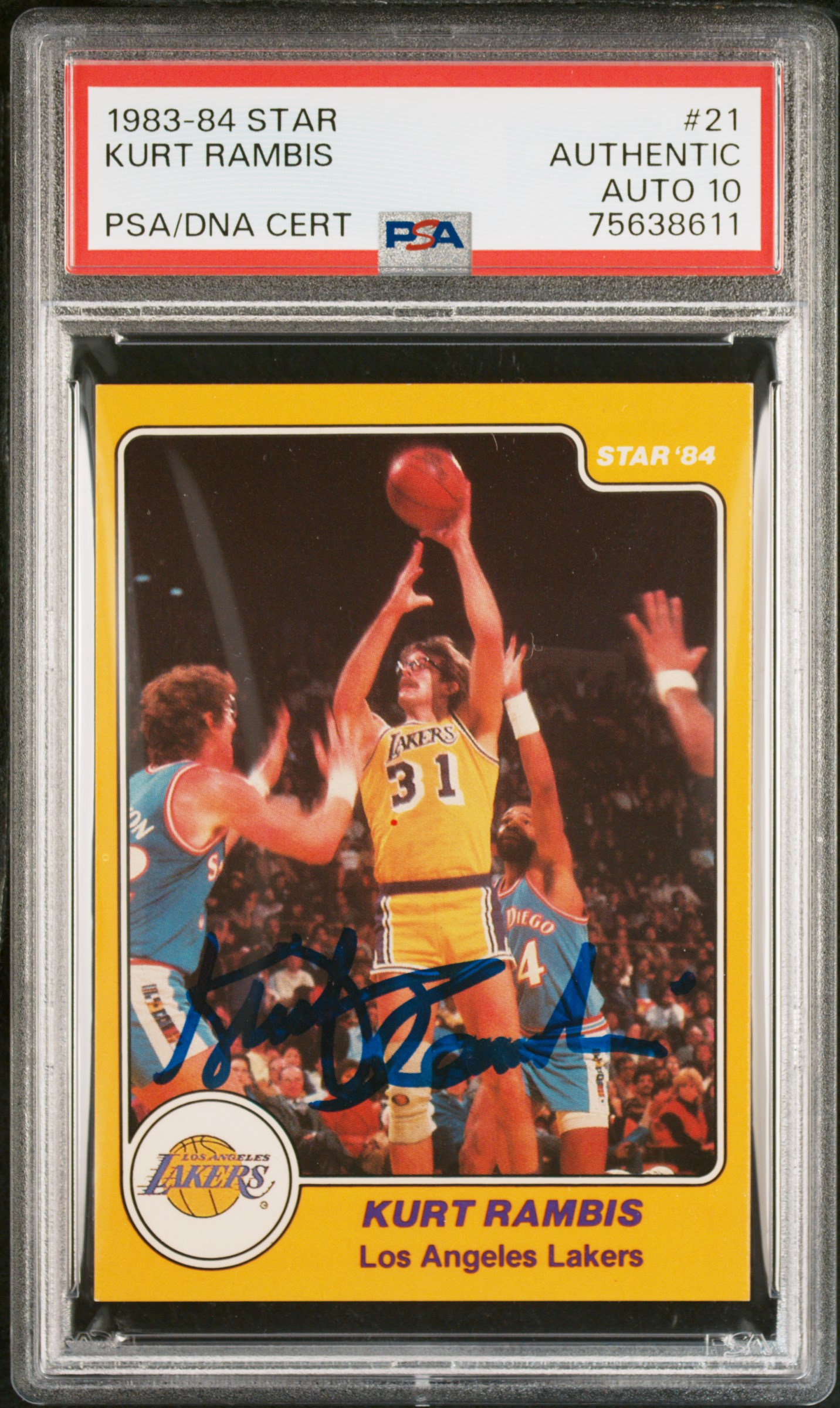 Kurt Rambis 1983-84 Star Signed Rookie Card #21 Auto Graded PSA 10 75638611