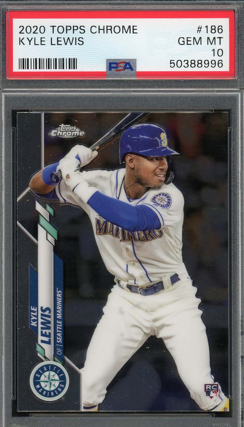Kyle Lewis 2020 Topps Chrome Baseball Rookie Card RC #186 Graded PSA 10 GEM MINT