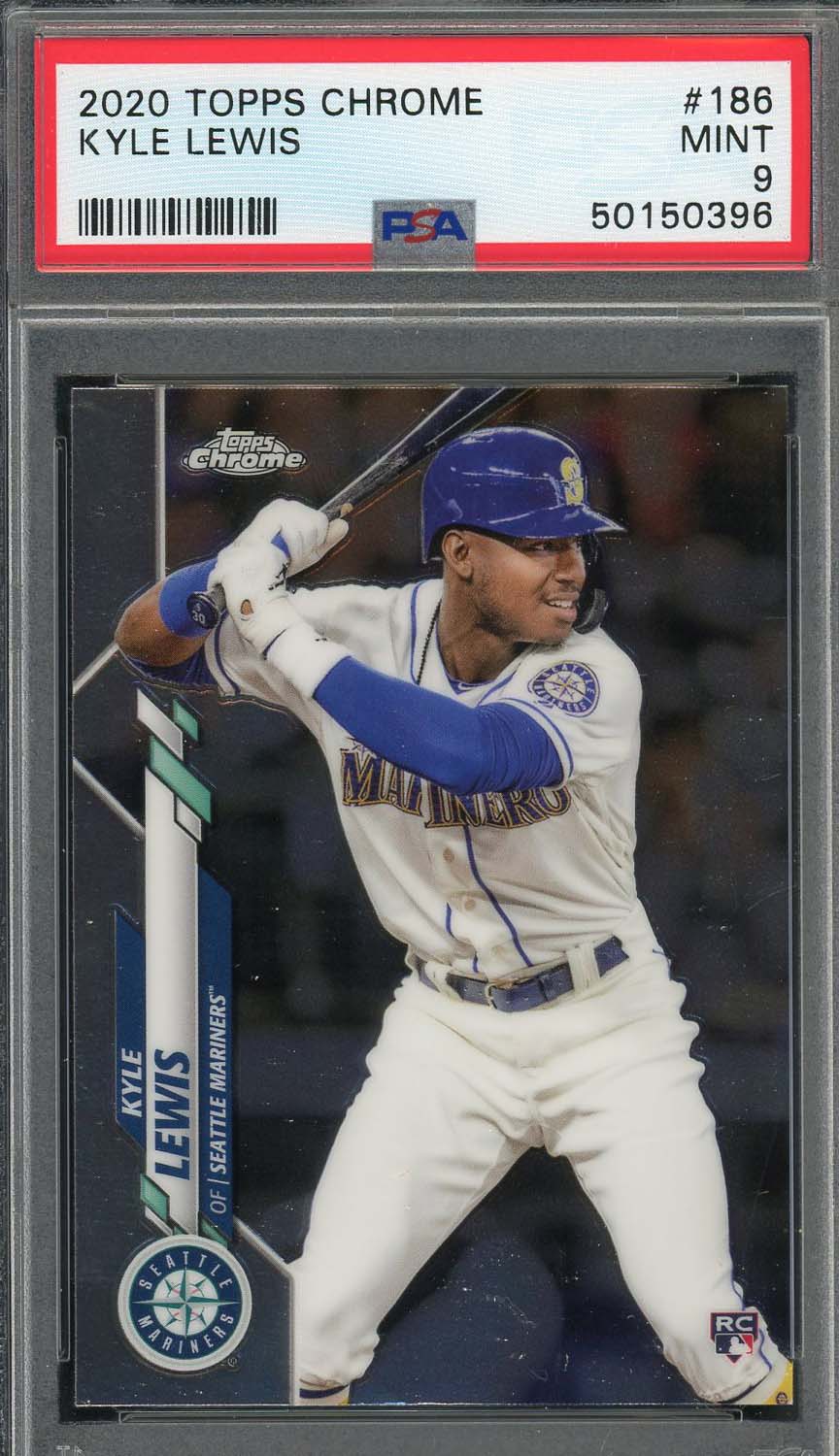 Kyle Lewis 2020 Topps Chrome Baseball Rookie Card RC #186 Graded PSA 9