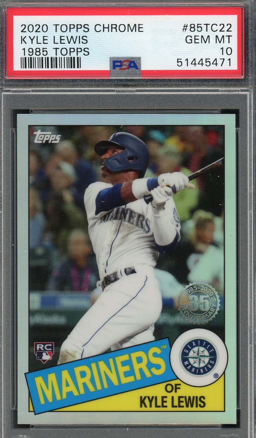 Kyle Lewis 2020 Topps Chrome 1985 Topps Baseball Rookie Card #85TC22 PSA 10 Kyle Lewis 2020 Topps Chrome 1985 Topps Baseball Rookie Card #85TC22 PSA 10