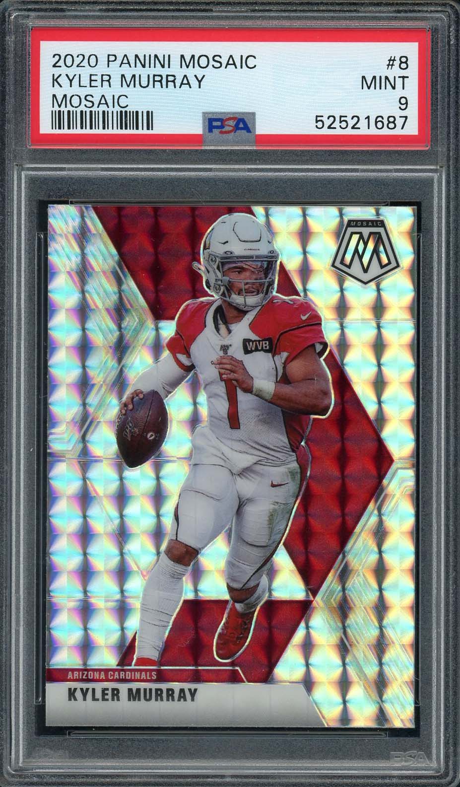 Kyler Murray 2020 Panini Mosaic Silver Prizm Football Card #8 Graded PSA 9