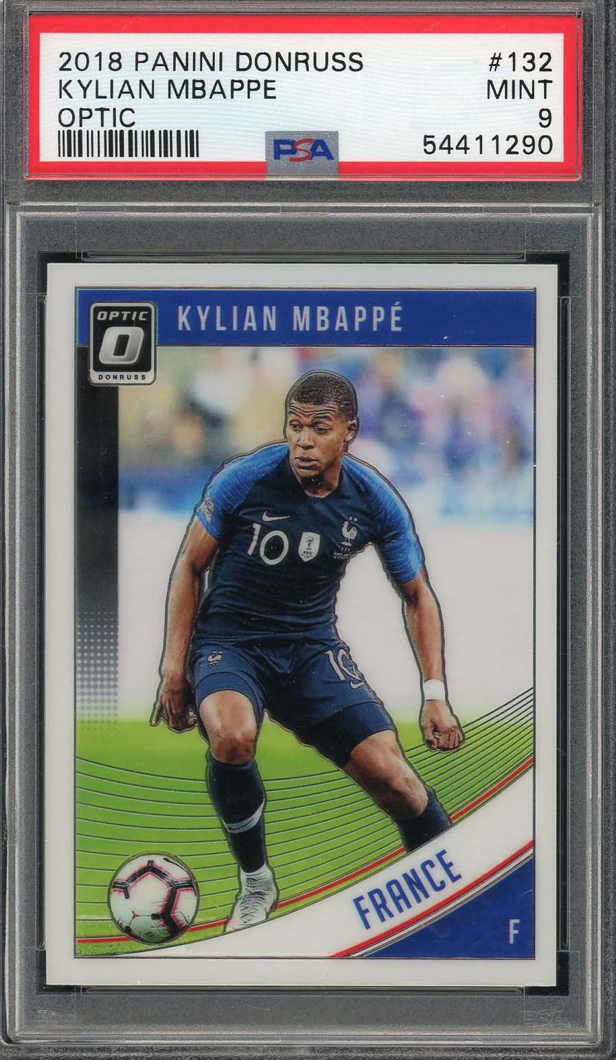 Kylian Mbappe 2018 Panini Donruss Optic Soccer Card #132 Graded PSA 9