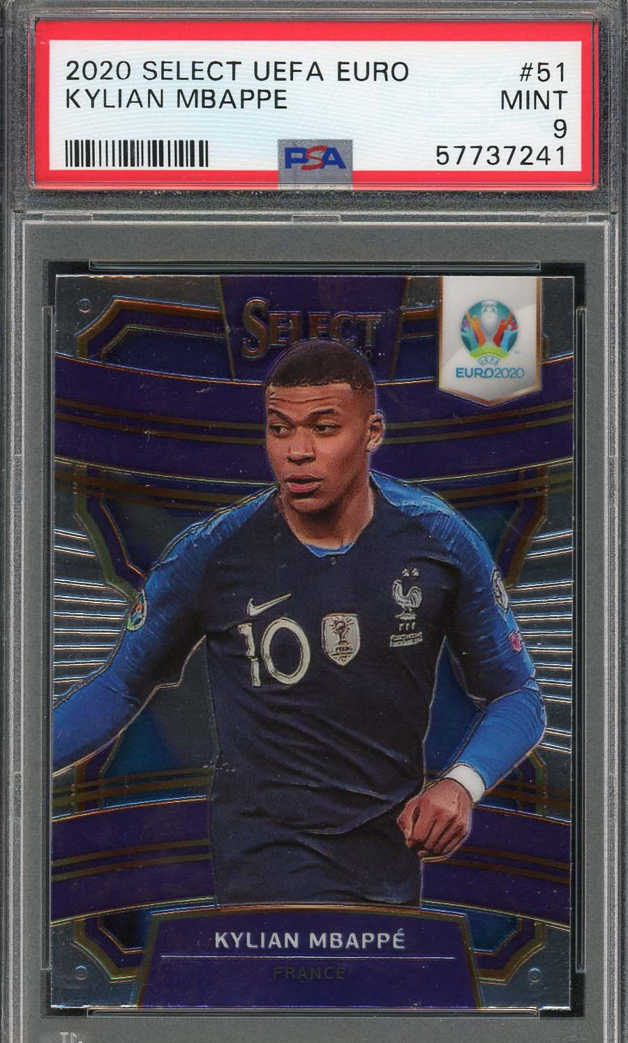 Kylian Mbappe 2020 Panini Select UEFA Euro Soccer Card #51 Graded PSA 9