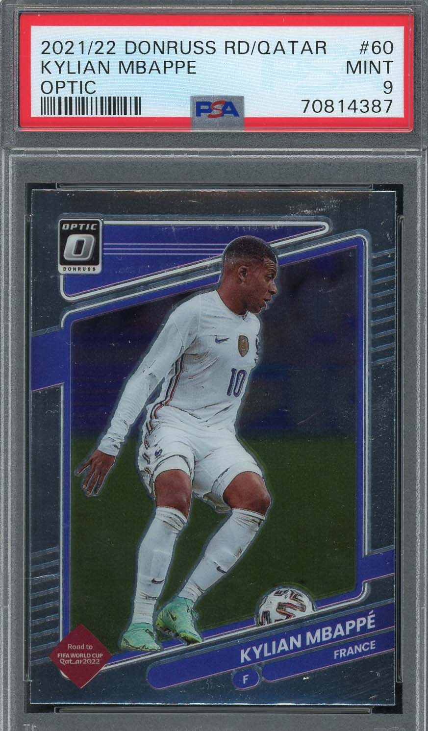 Kylian Mbappe 2021-22 Panini Donruss Optic Qatar World Cup Card #60 PSA 9