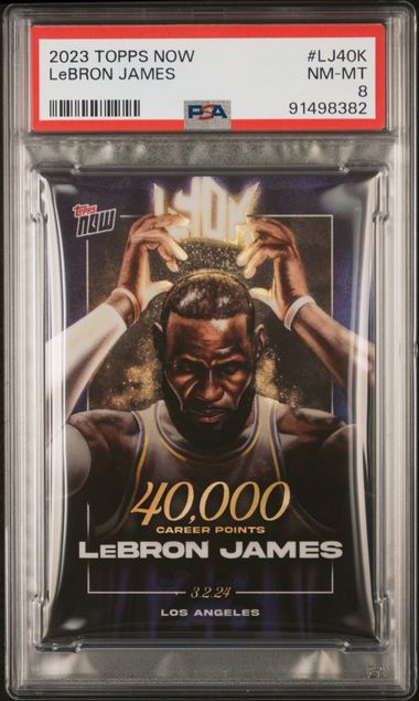 LeBron James 2023 Topps Now 40,000 Career Points Card #LJ40K Graded PSA 8