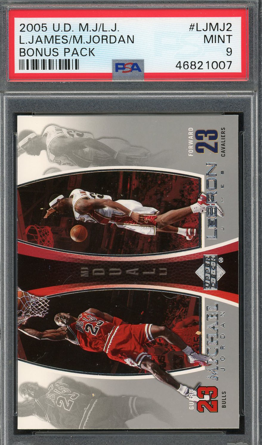 Michael Jordan Lebron James 2005 Upper Deck Basketball Card #LJMJ2 Graded PSA 9 MINT Michael Jordan Lebron James 2005 Upper Deck Basketball Card #LJMJ2 Graded PSA 9 MINT