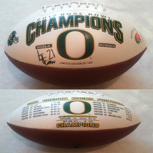 LaMichael James Signed Oregon 2012 Rose Bowl Football JSA COA LE