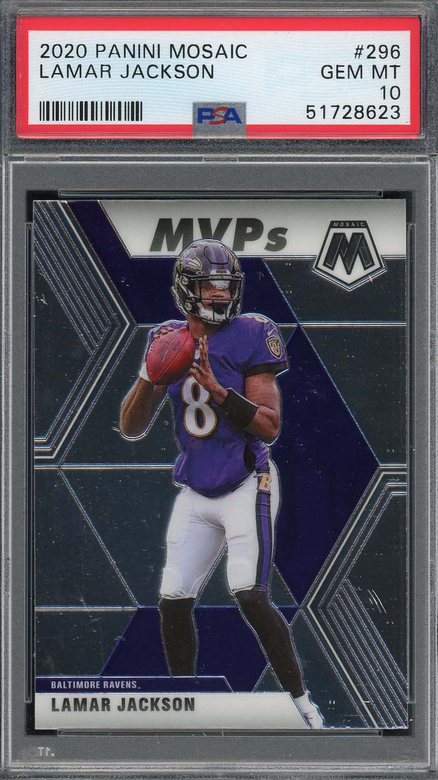 Lamar Jackson 2020 Panini Mosaic Football Card #296 Graded PSA 10