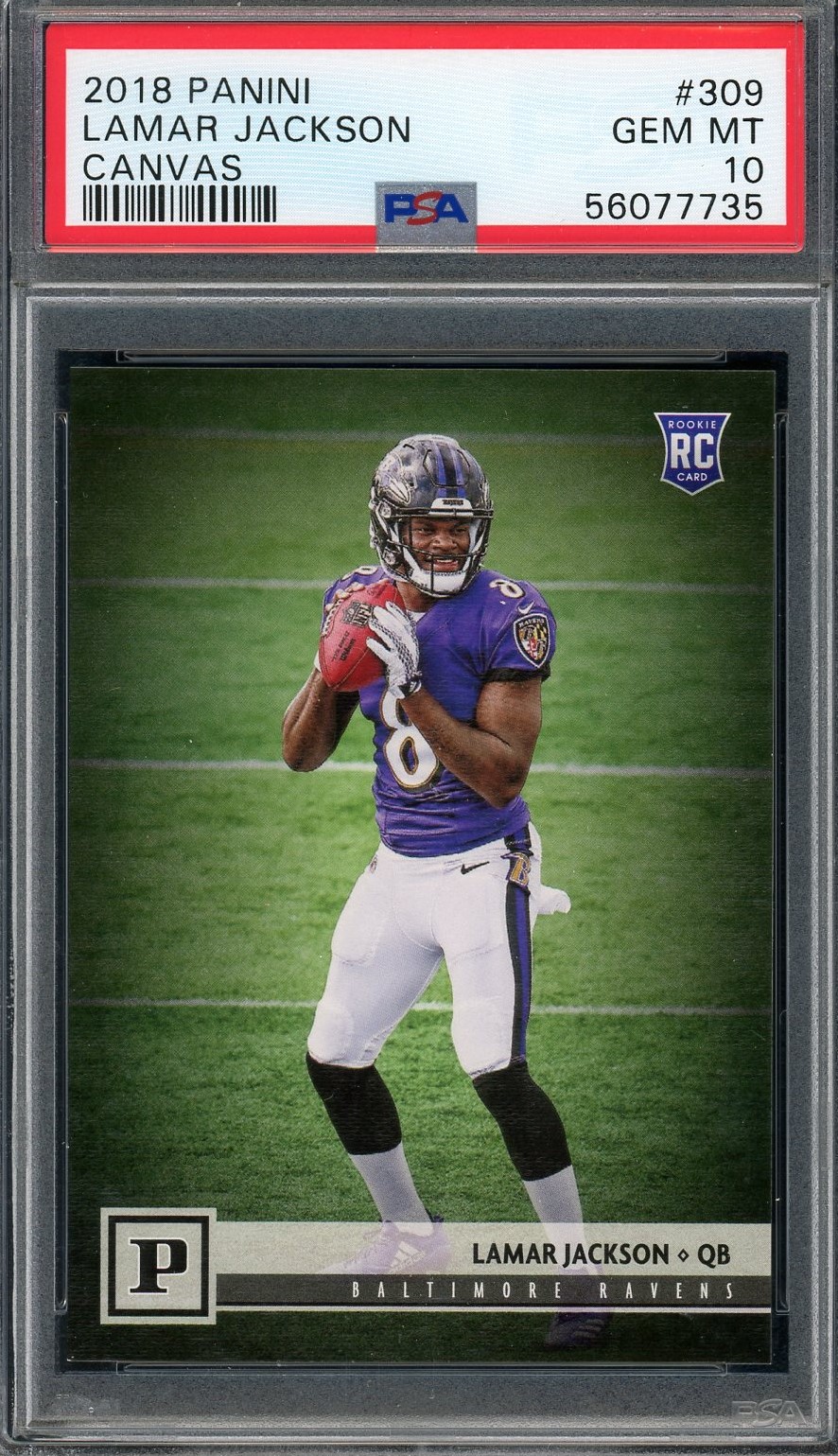 Lamar Jackson 2018 Panini Canvas Football Rookie Card #309 Graded PSA 10