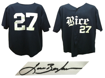 Lance Berkman Signed Rice University Baseball Jersey TriStar COA