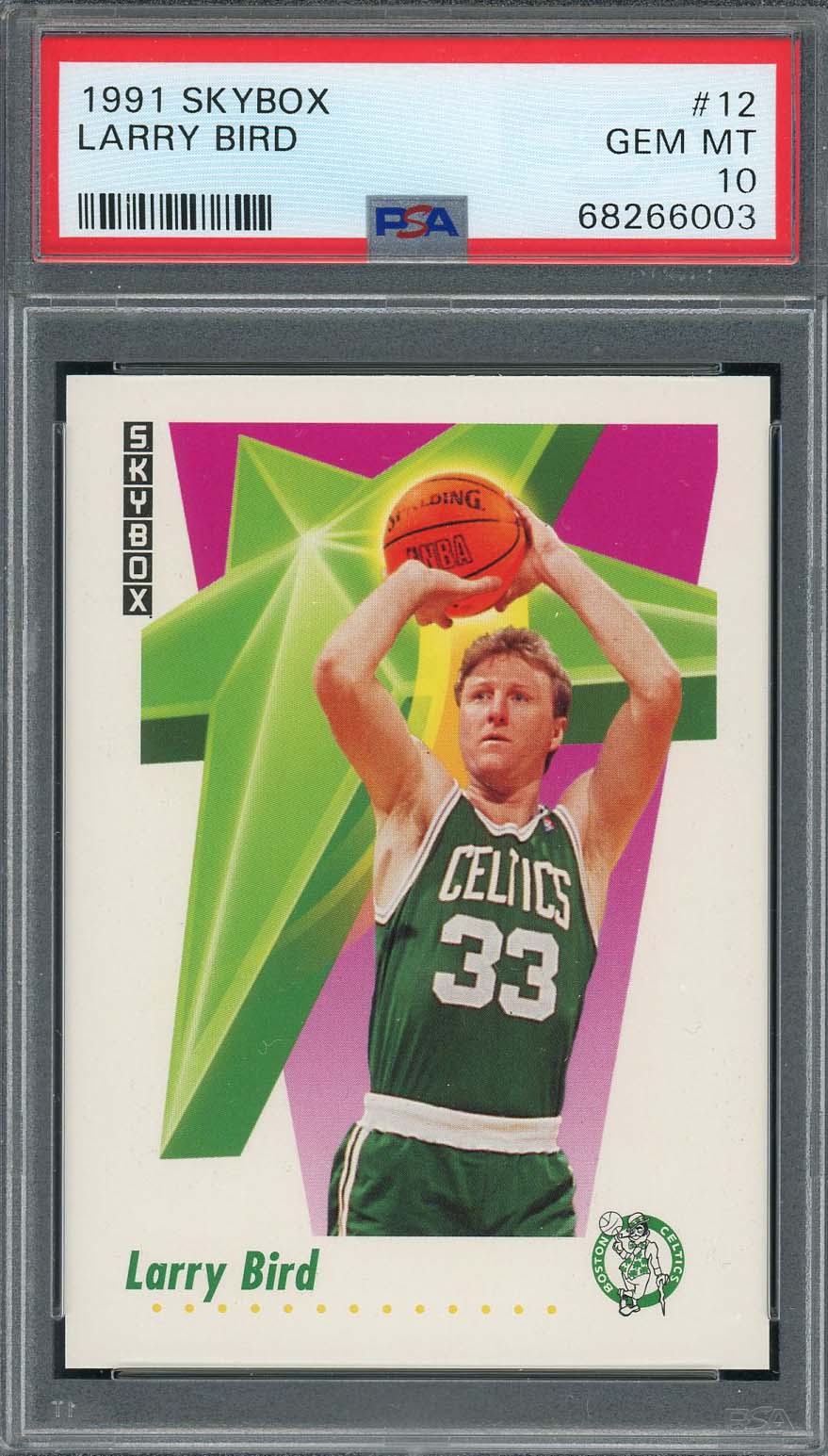 Larry Bird 1991 Skybox Basketball Card #12 Graded PSA 10